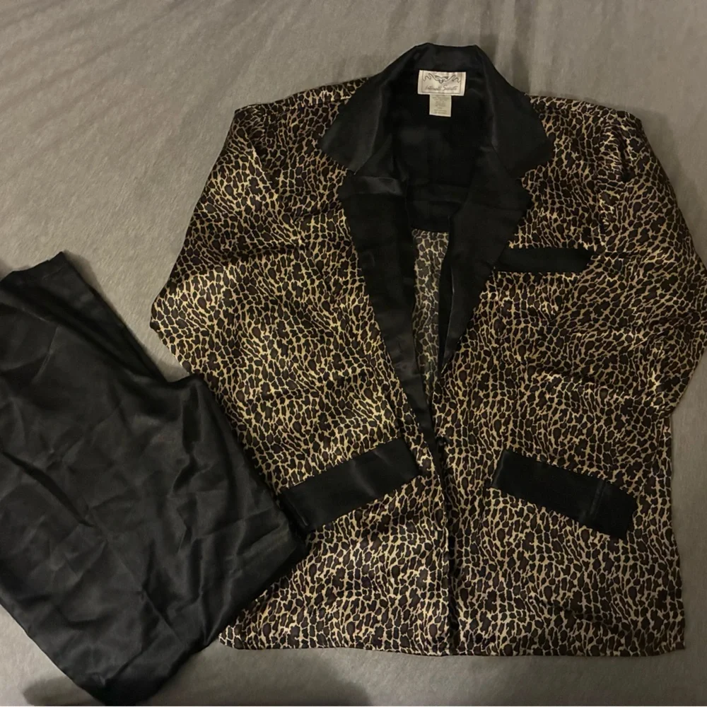 Leopard Print Satin Pajama Set